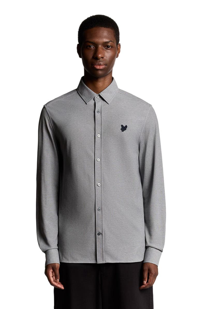 Lyle & Scott Jacquard Stripe Long Sleeve Shirt, Alternate, color, White/ Deep Tan