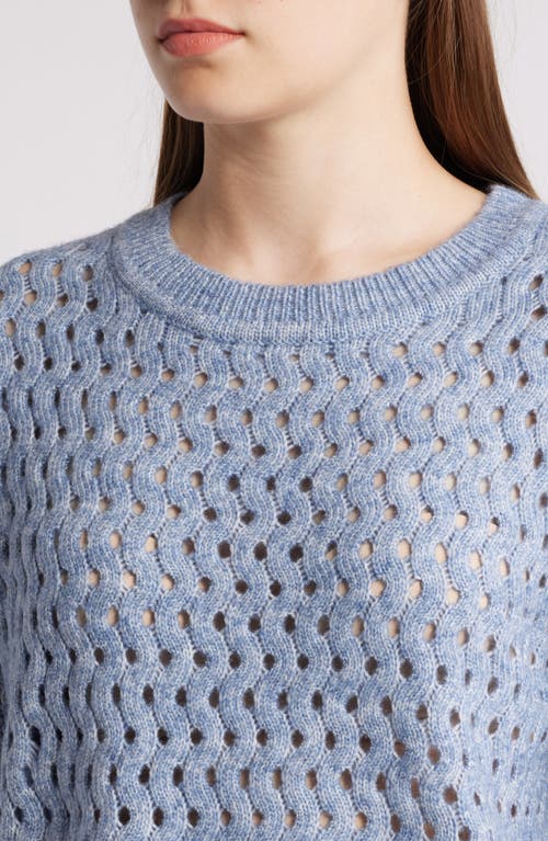 Wit & Wisdom Open Stitch Three-quarter Sleeve Crewneck Sweater