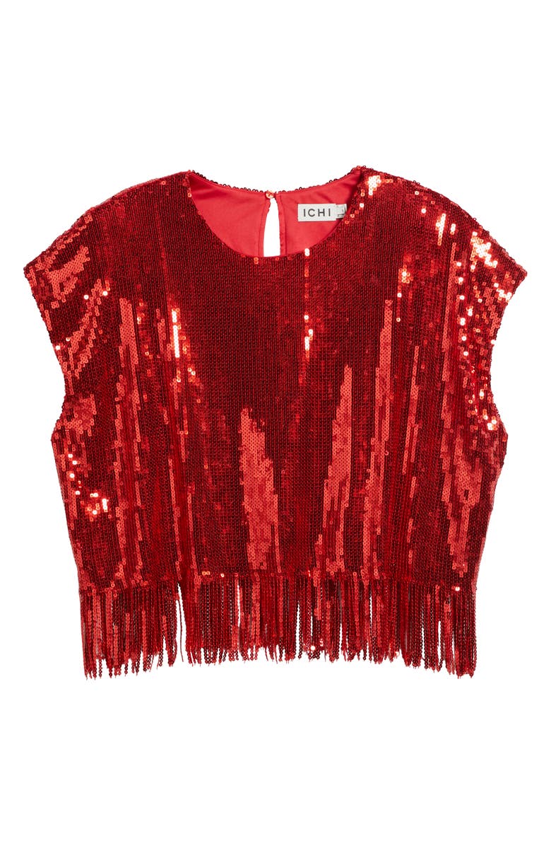 ICHI Ihmollia Sequin Top, Alternate, color, Red