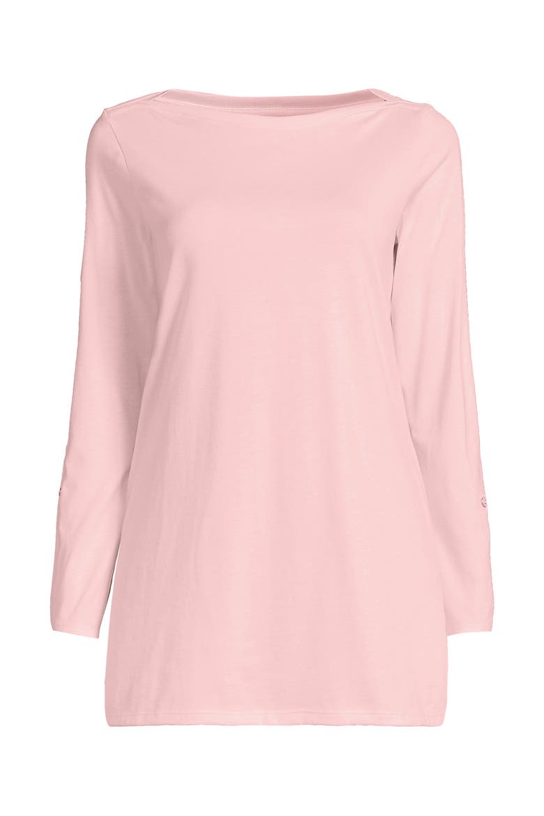 Supima Cotton Adjustable 3/4 Sleeve Boatneck Tunic, Alternate, color, Sea Salt Pink