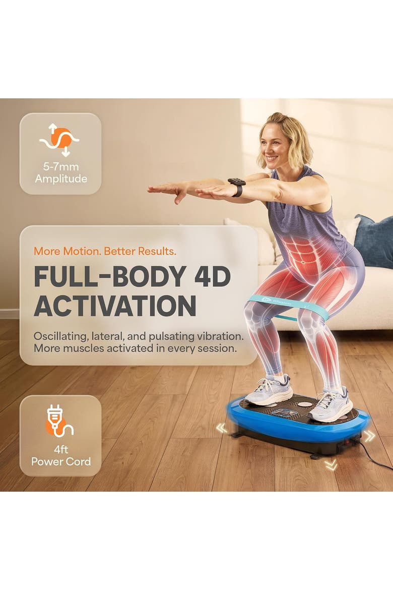 Rumblex Plus Mini 4D Vibration Plate Exercise Machine 3 Motors, Alternate, color, Blue