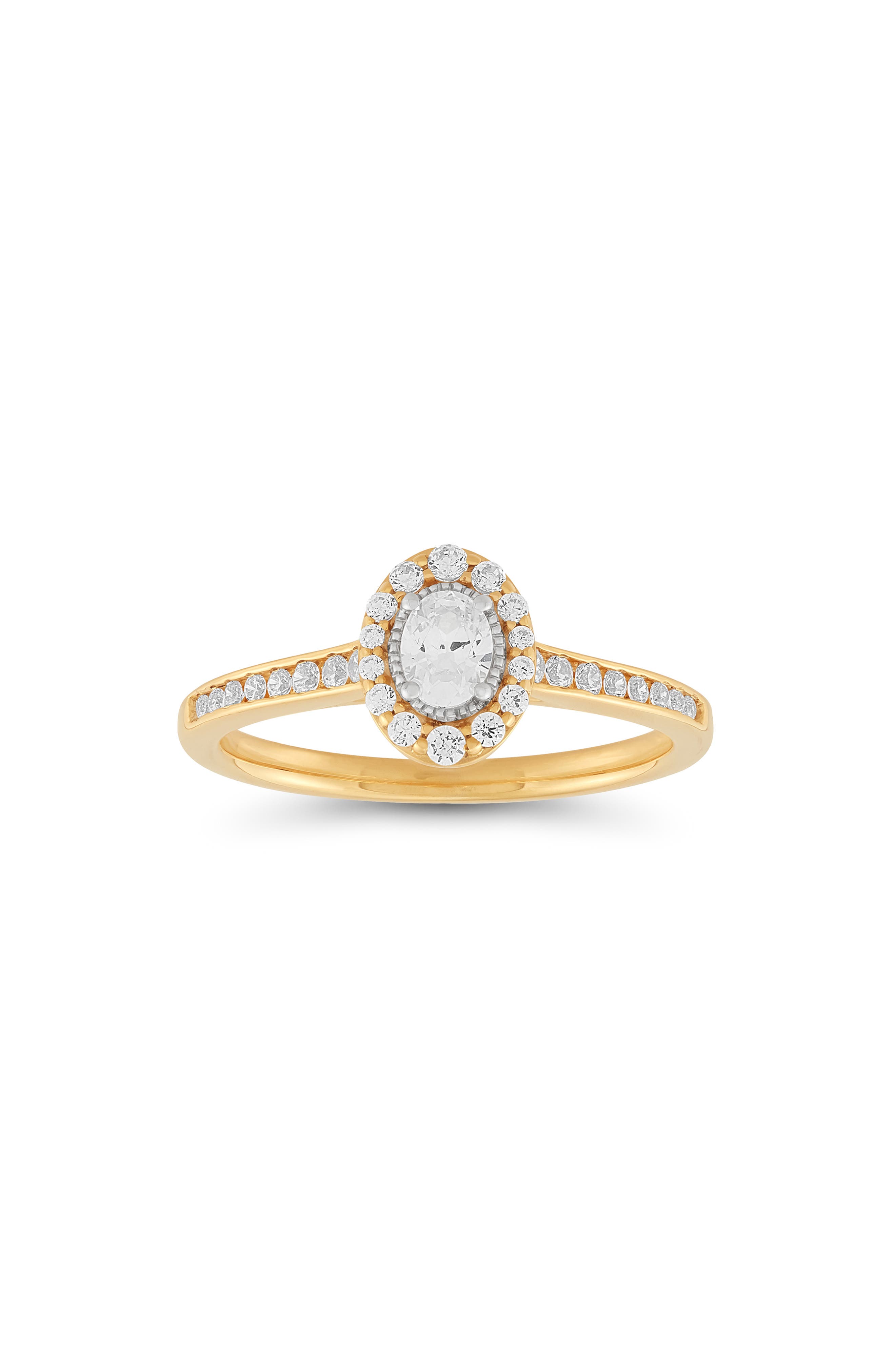 Frankie & Zoe 10K Yellow Gold Oval Diamond Halo Ring