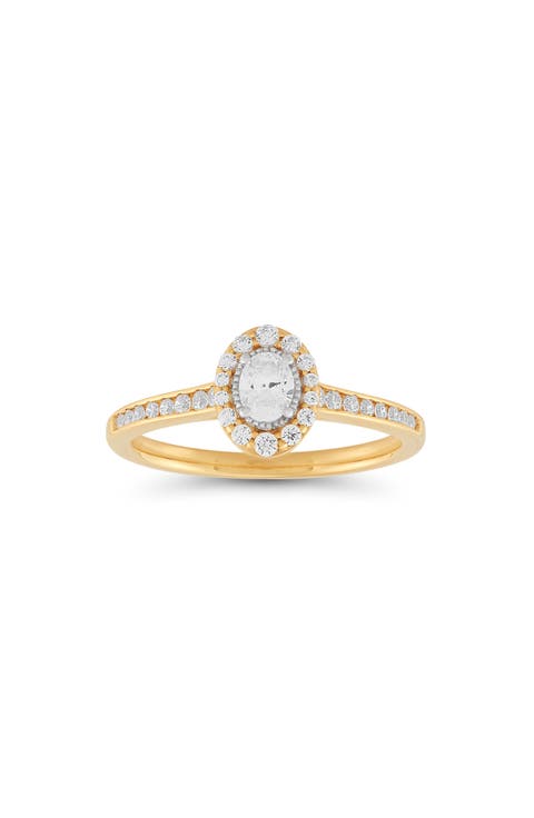 10K Yellow Gold Oval Diamond Halo Ring