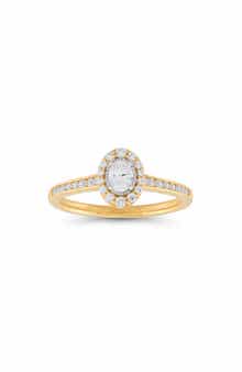Frankie & Zoe 10K Yellow Gold Oval Diamond Halo Ring
