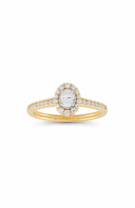 Frankie & Zoe 10K Yellow Gold Oval Diamond Halo Ring