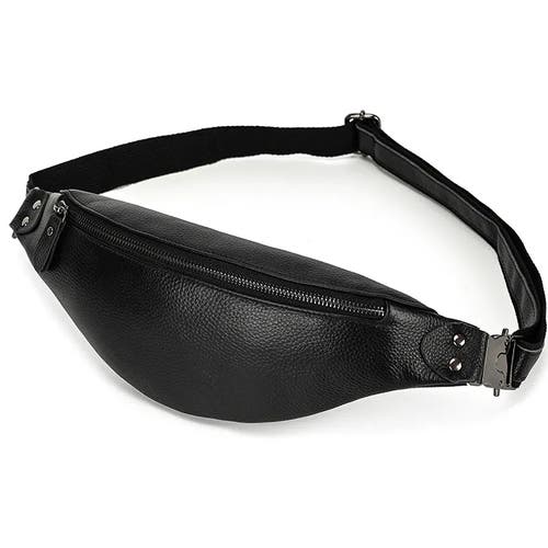Steel Horse Leather The Walcott Leather Waist Bag | Black Leather Fanny Pack In Black
