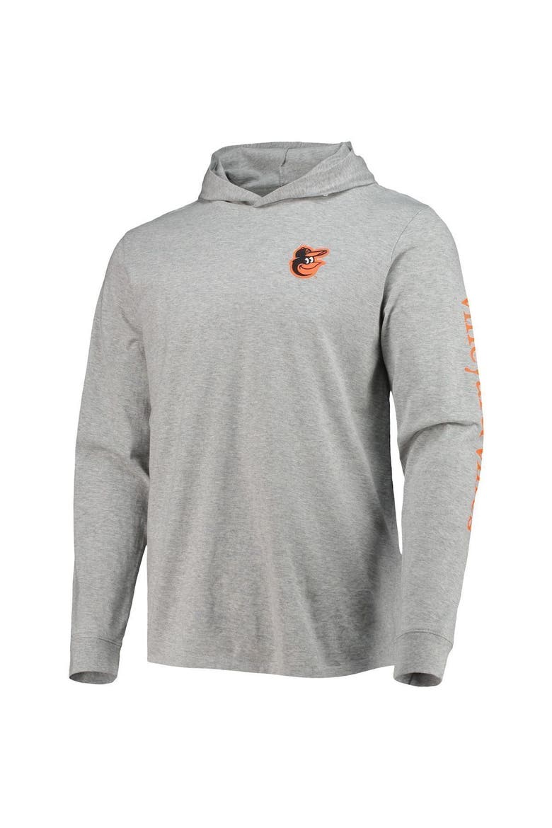 Men's Vineyard Vines Heathered Gray Baltimore Orioles Logo Hoodie Long Sleeve T-Shirt, Alternate, color, Heather Gray