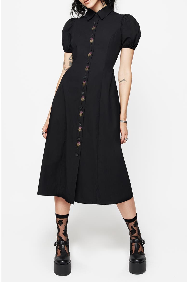 Despair Button Up Midi Dress, Main, color, Black