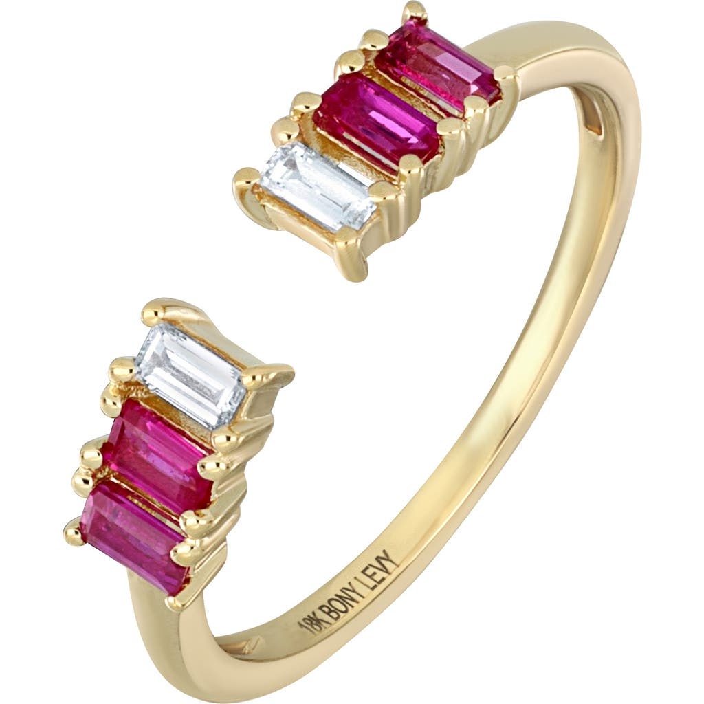 Bony Levy El Mar 18k Yellow Gold Ruby & Diamond Open Band Ring In Gold