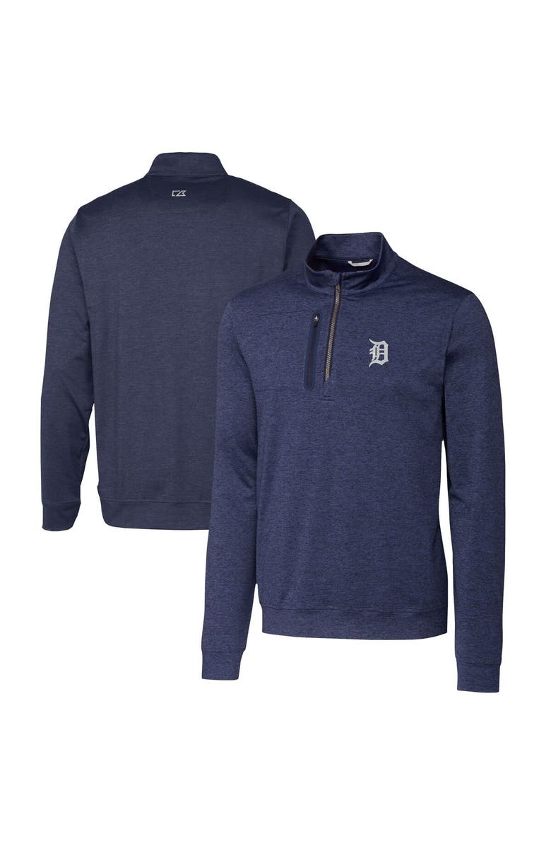 Cutter & Buck Men's Cutter & Buck  Navy Detroit Tigers Stealth Heathered Quarter-Zip Pullover Top, Main, color, 