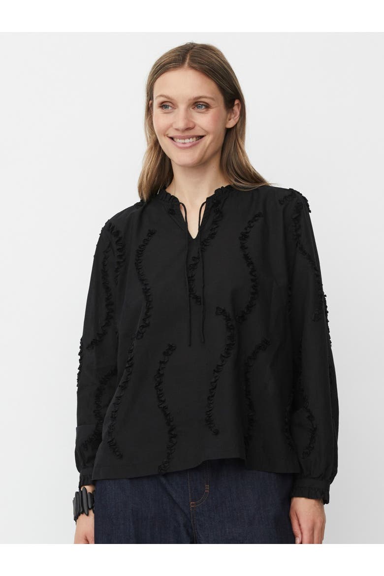 MaDolvira Ruffle Detail Blouse, Main, color, Black