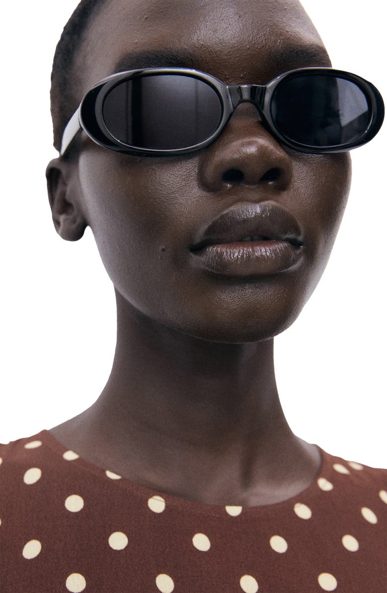 MANGO Polka Dot Sleeveless Midi Dress, Alternate, color, Brown