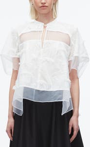 3.1 Phillip Lim Chiffon & Embroidery Flounce Shirt