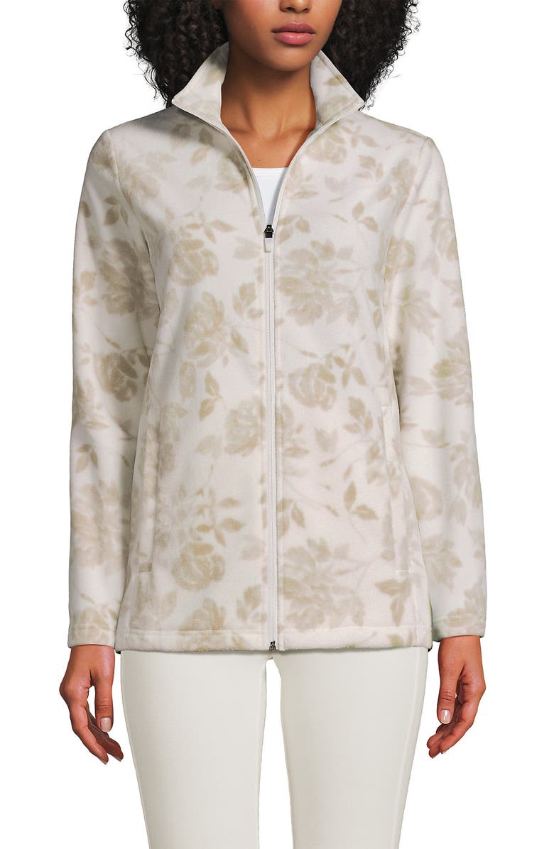 Lands' End Anyweather Fleece Full Zip Jacket, Main, color, Champagne Floral