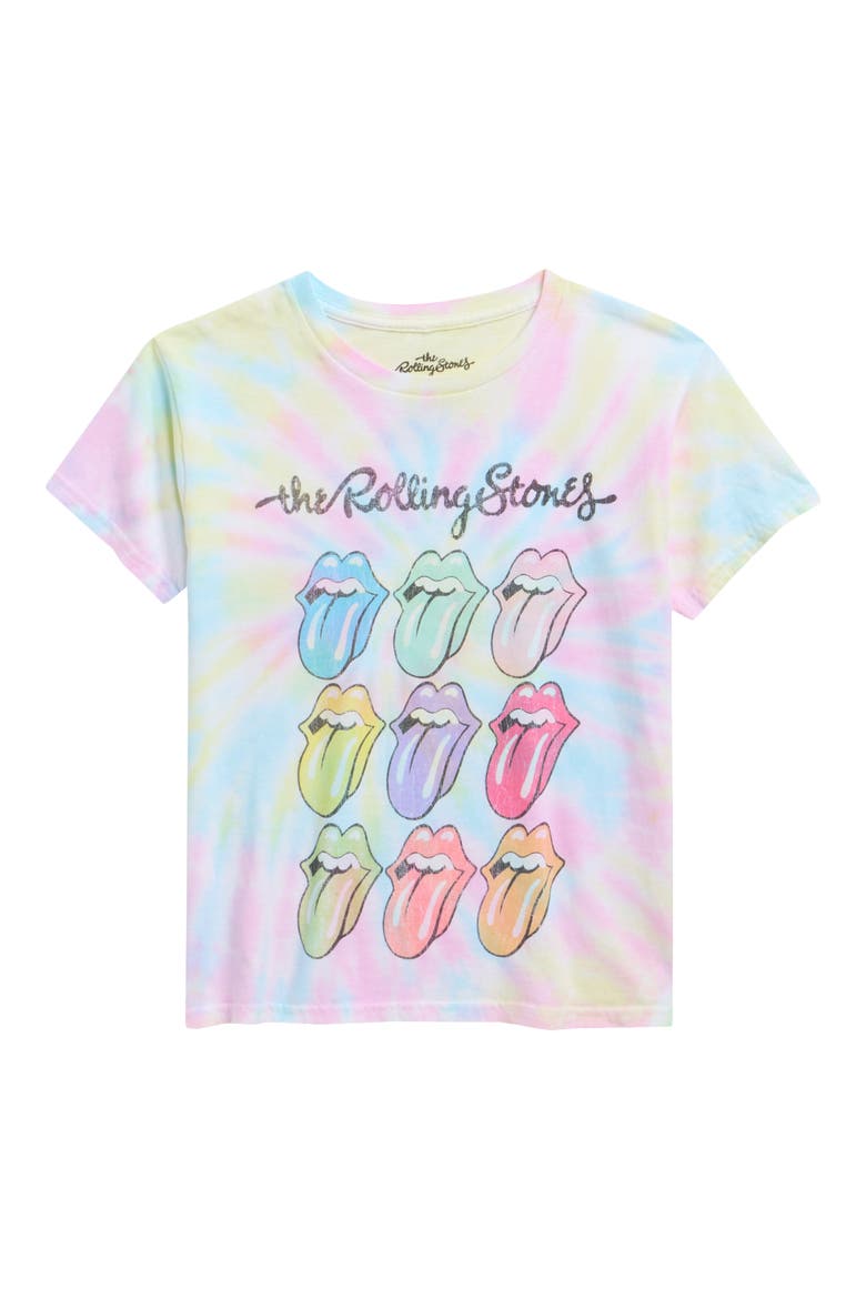 Kids' Rolling Stones Rainbow Tie Dye Graphic T-Shirt, Main, color, RAINBOW