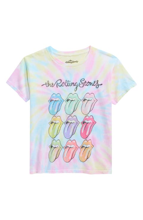 Kids' Rolling Stones Rainbow Tie Dye Graphic T-Shirt