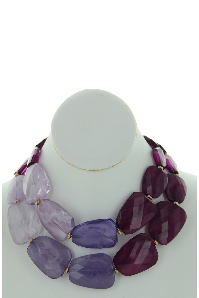 Riva Statement Earrings & Bib Necklace Set, Main, color, PURPLE