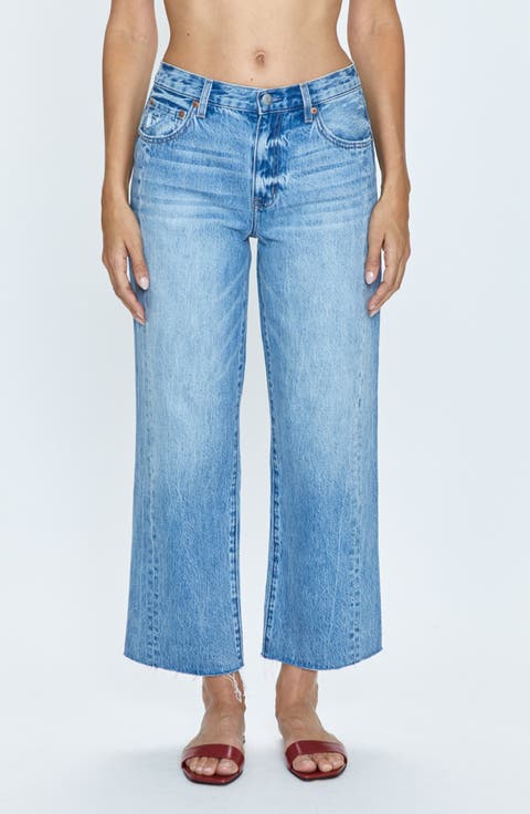 Bobbie Raw Hem Ankle Wide Leg Jeans (Facade)