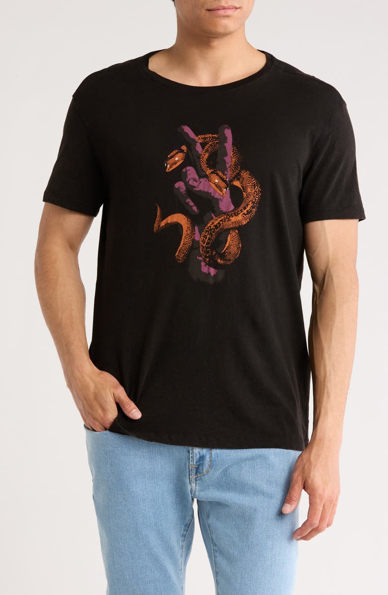 John Varvatos Peace Snake Organic Cotton Graphic T-Shirt, Main, color, Black