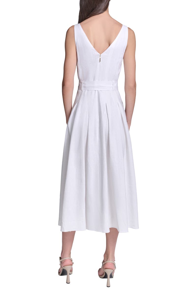 Belted Fit & Flare Dress, Alternate, color, SOFT WHITE
