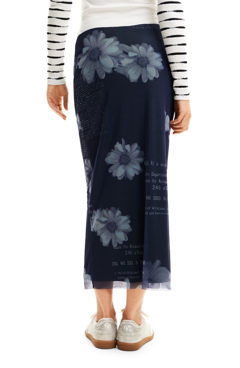 Desigual Tulle Newspaper Midi Skirt, Alternate, color,
