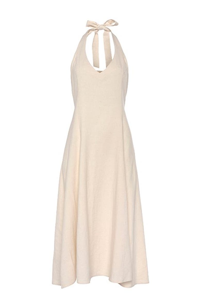 LASCANA Women's Flowy Halter Neck Dress, Alternate, color, Sand