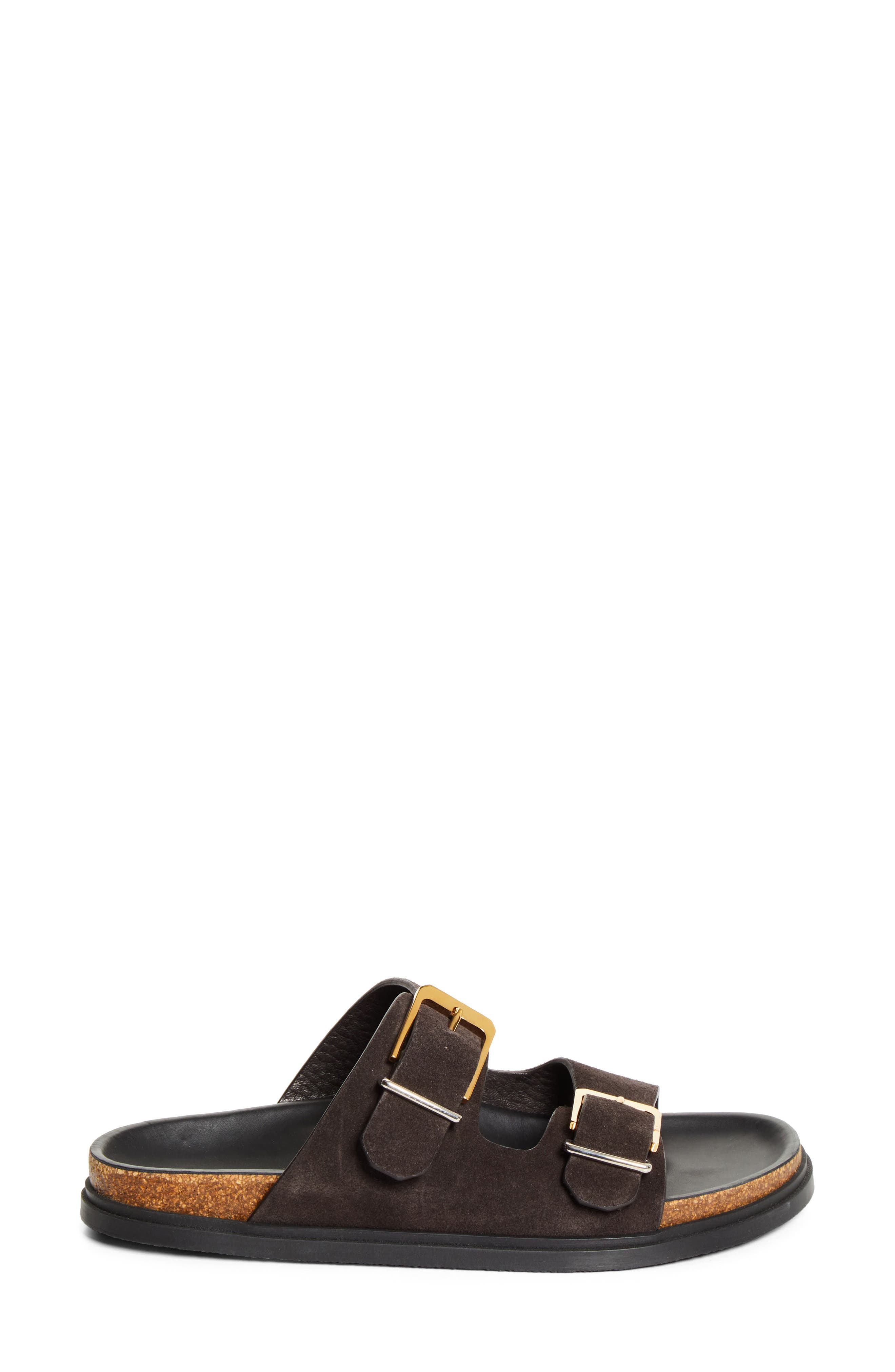 The Row Buckle Slide Sandal, Alternate, color, Coffee