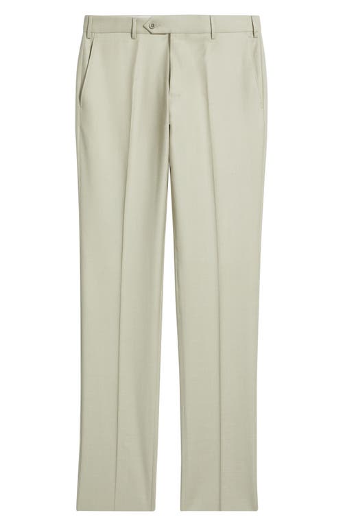 Zanella Devon Flat Front Wool Dress Pants In Green