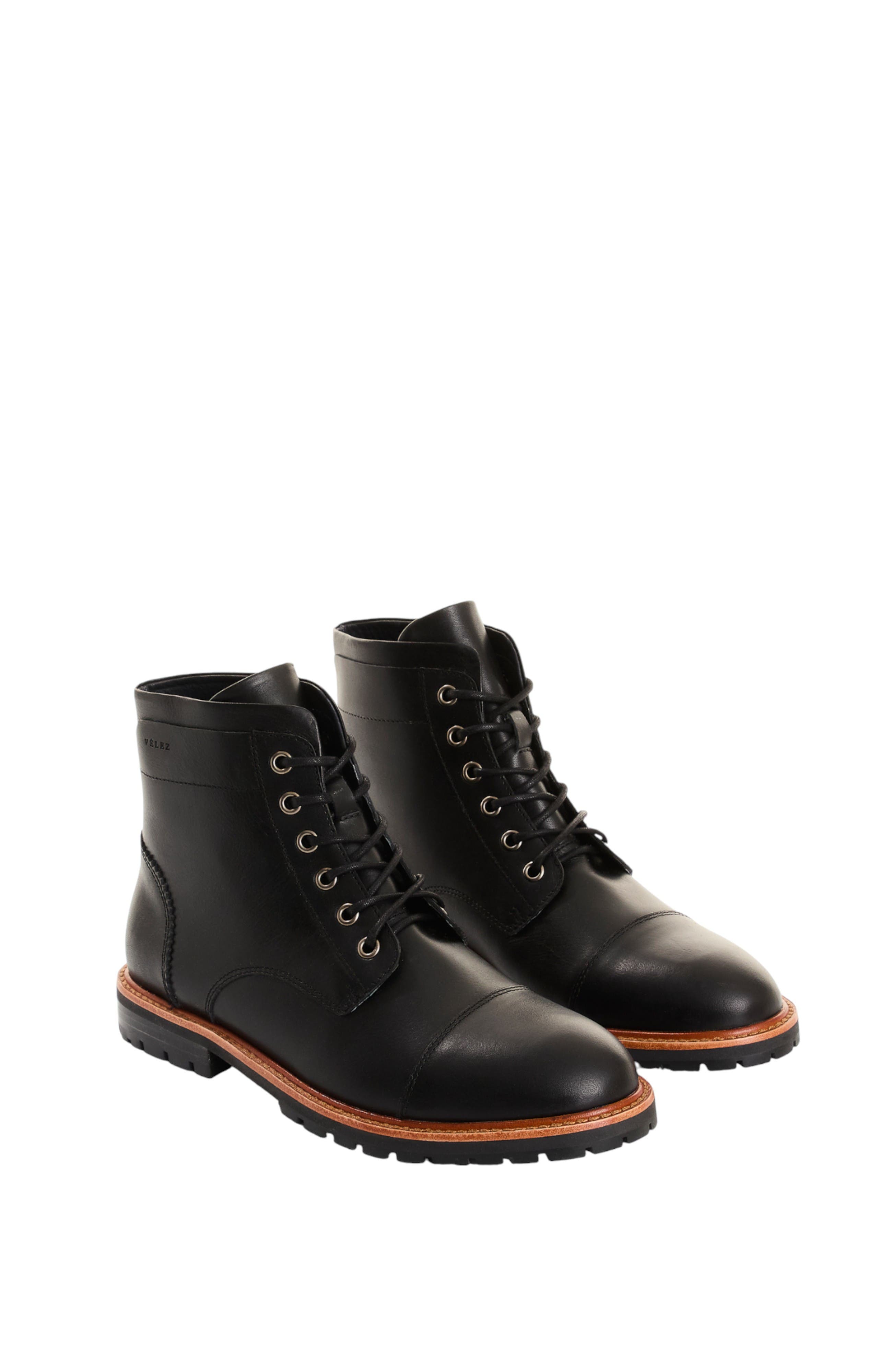 Velez Ray Leather Boots, Main, color, Black