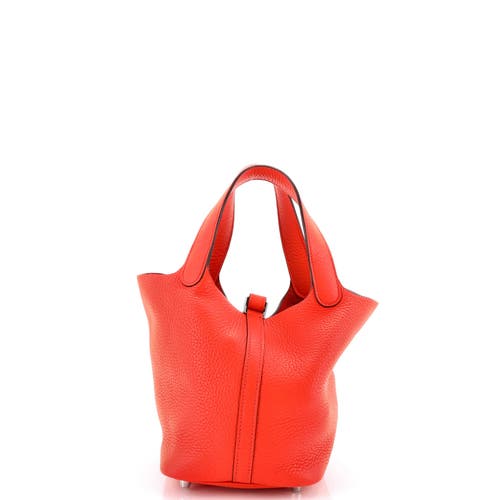 Pre-owned Hermes Hermes Picotin Lock Bag Clemence Pm In Orange