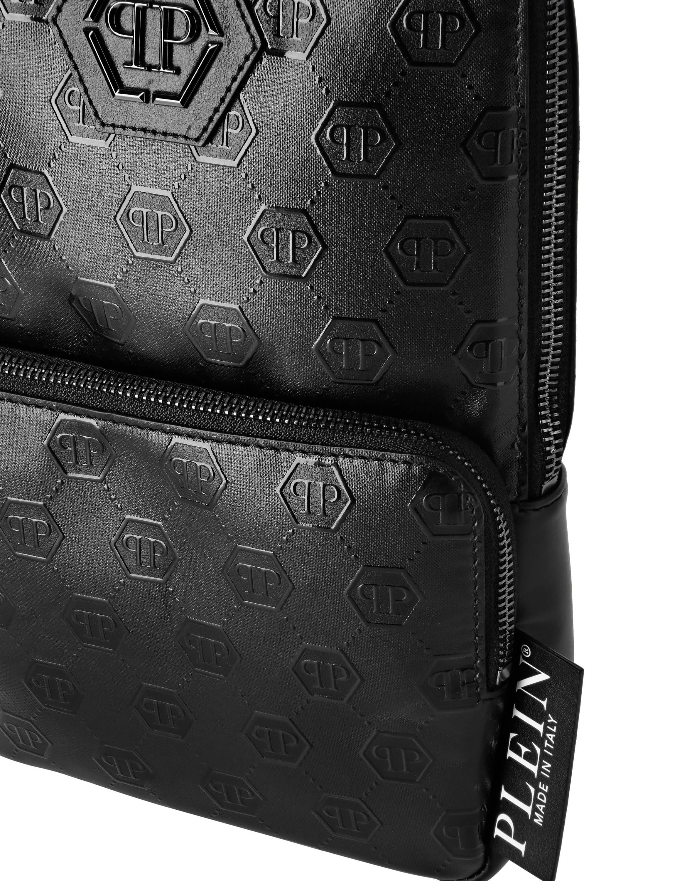Nappa Cross Body Bag Embossed Monogram Men, Alternate, color, black/black