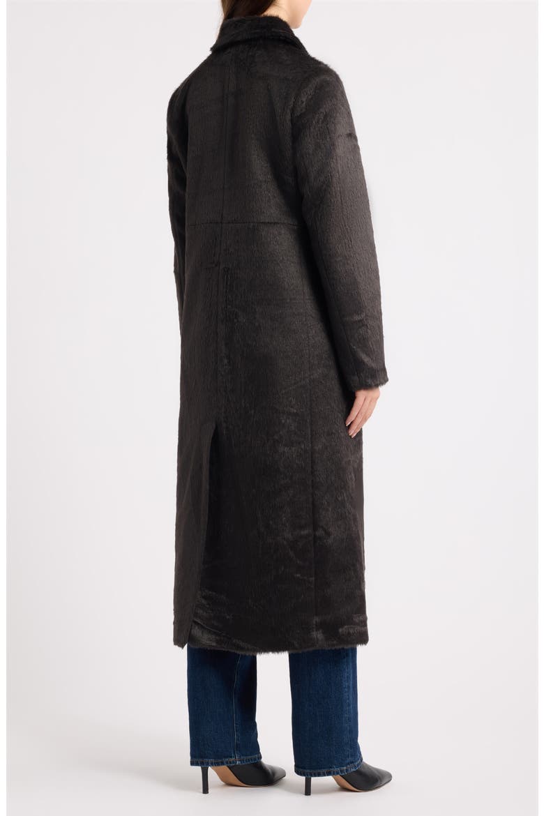 Faux Fur Long Coat, Alternate, color, DK BROWN