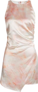 Open Edit Sleeveless Ruched Satin Minidress