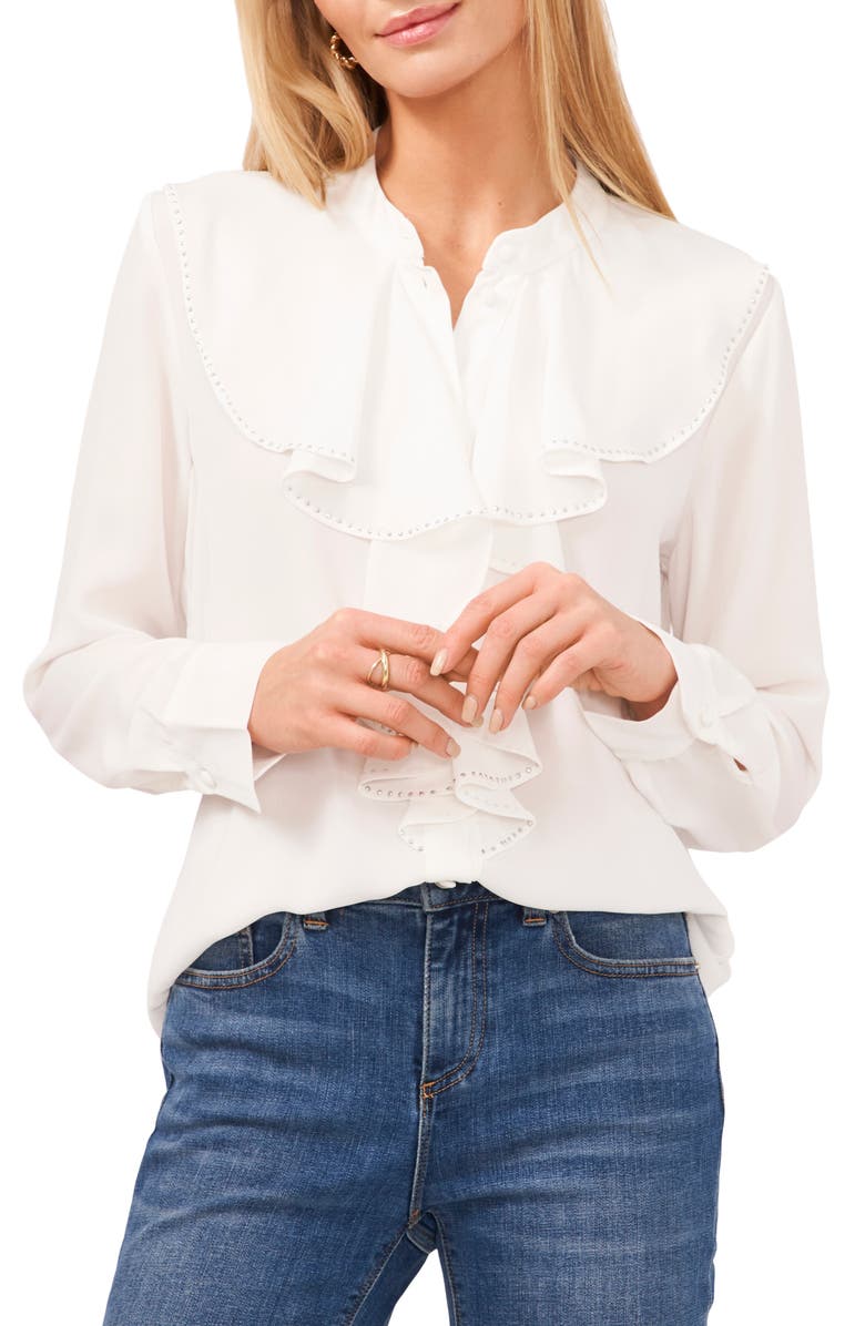 Vince Camuto Ruffle Placket Button-Up Shirt, Main, color, 