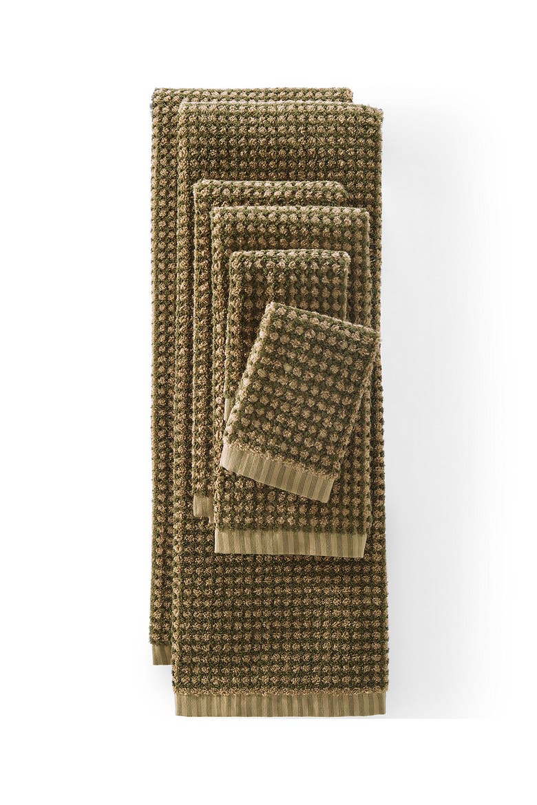 Turkish Quick-Dry Cotton Textured Gingham Towel Set, Main, color, Rich Camel/Olive Drab