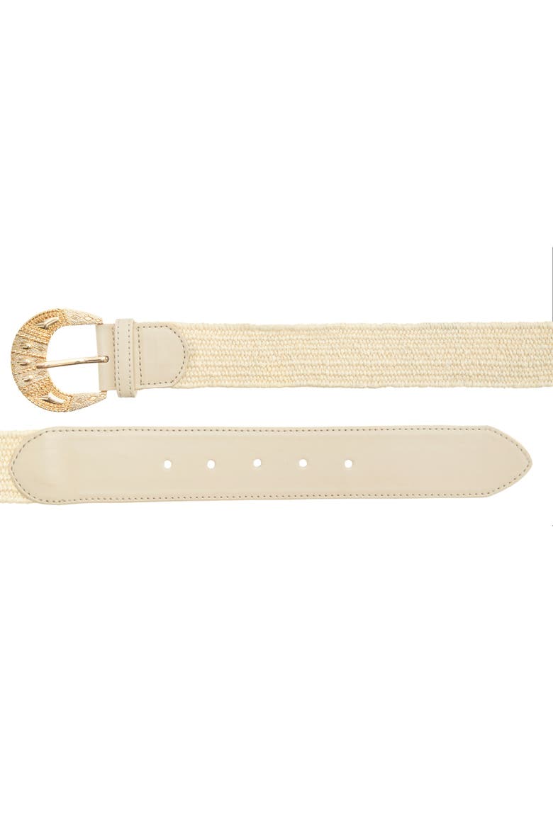 Leather Trim Woven Belt, Alternate, color, Beige