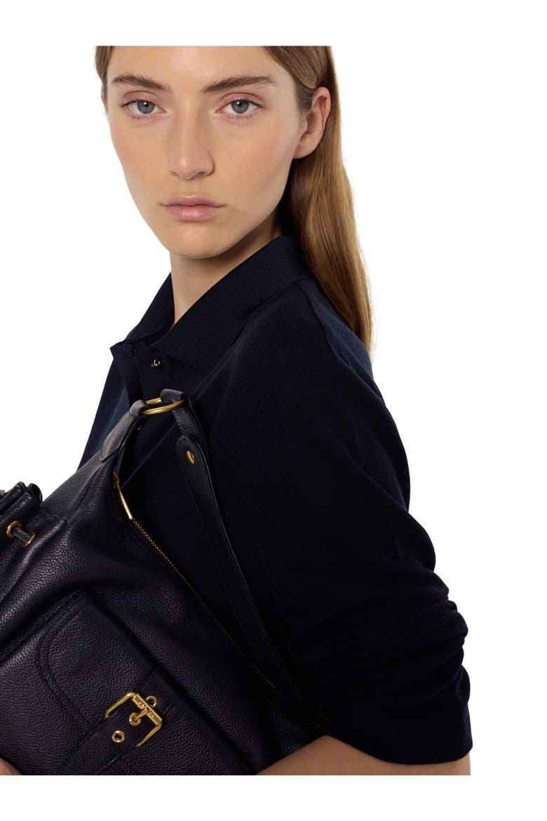 Hilary Long Sleeve Polo Shirt, Alternate, color, Navy Blue