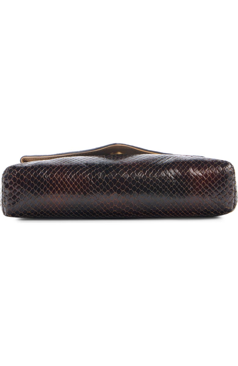 Dries Van Noten Snakeskin Embossed Leather Clutch, Alternate, color, Dark Brown 704