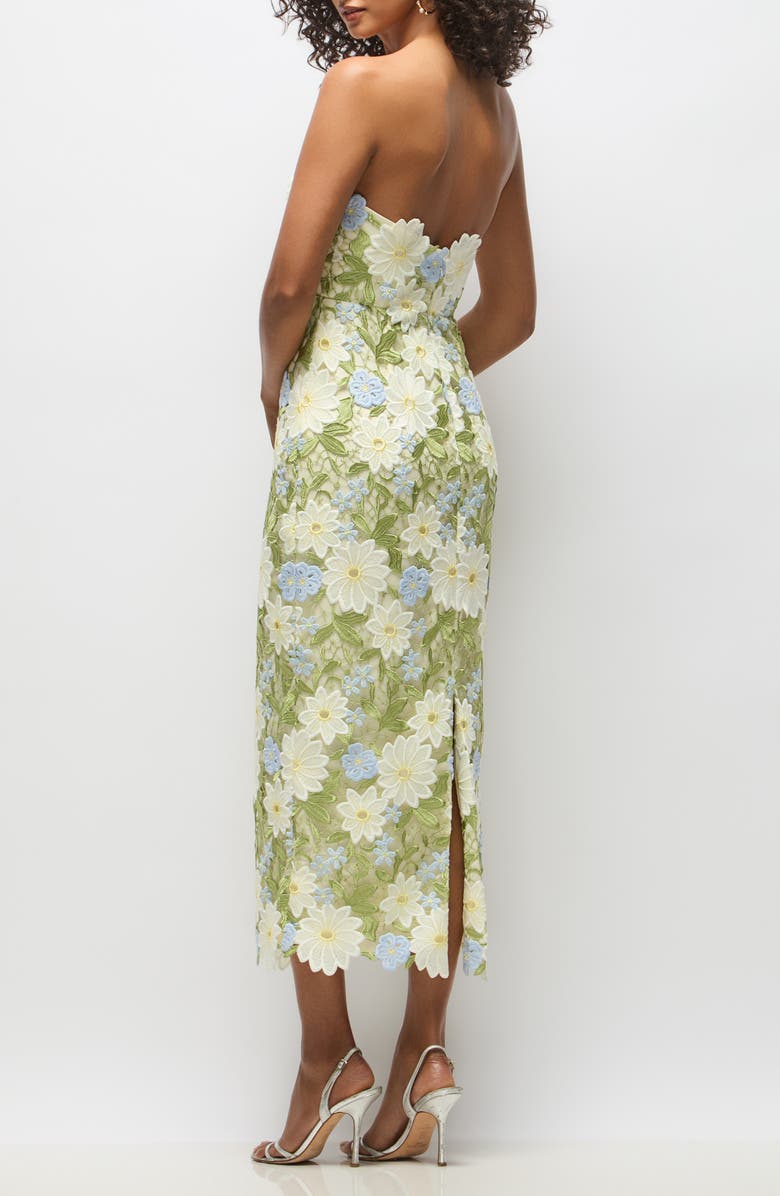 Dessy Collection Alice Floral Appliqué Strapless Cocktail Dress, Alternate, color, Daisy Multi