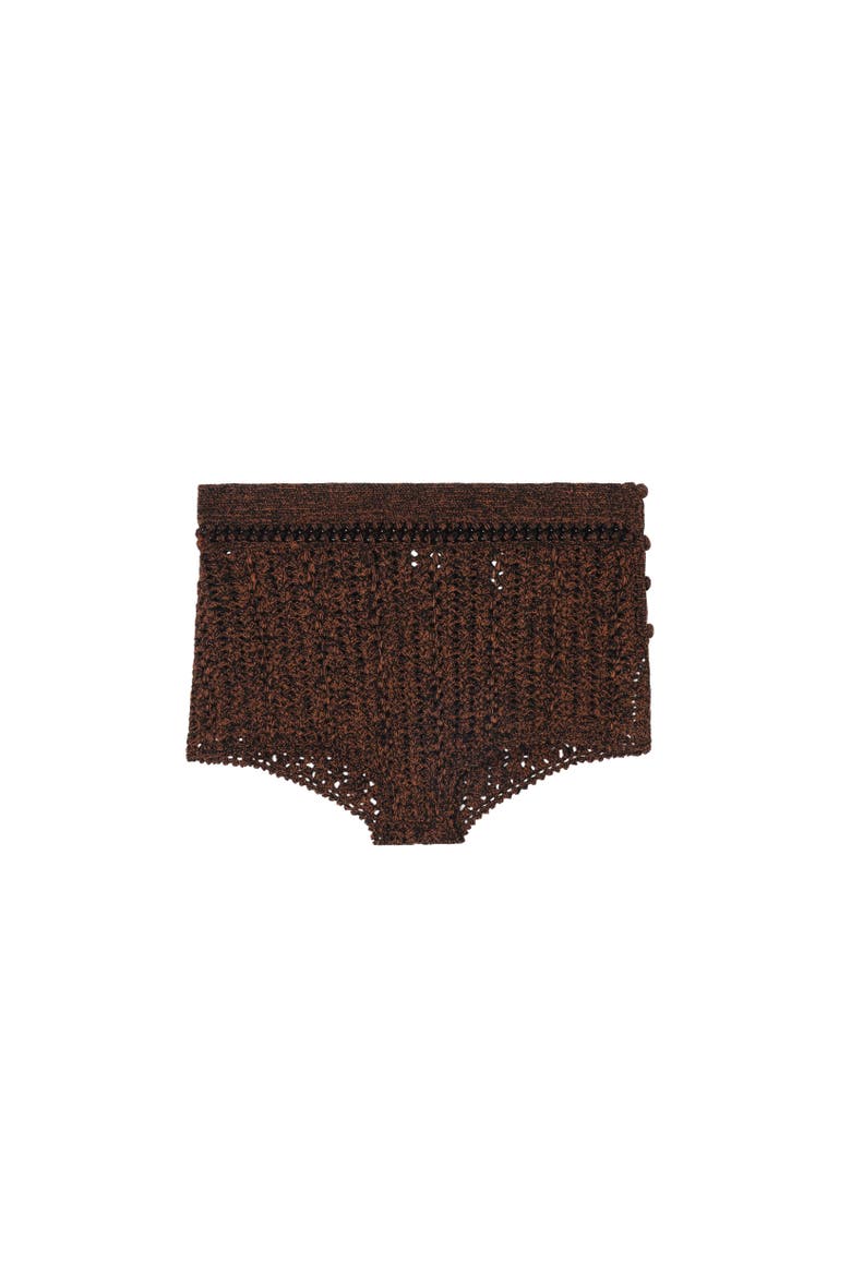 Crochet Mouliné Cotton Shorts, Alternate, color, Black/red
