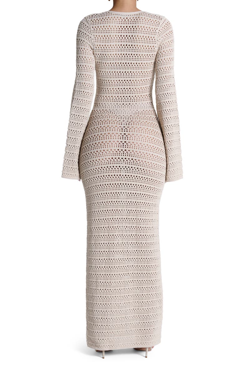 Naked Wardrobe Open Stitch Long Sleeve Maxi Dress, Alternate, color, Dark Beige