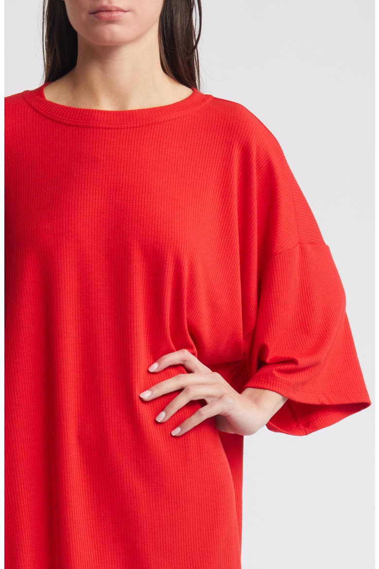 Malone Rib Oversize T-Shirt & Shorts Set, Alternate, color, RED