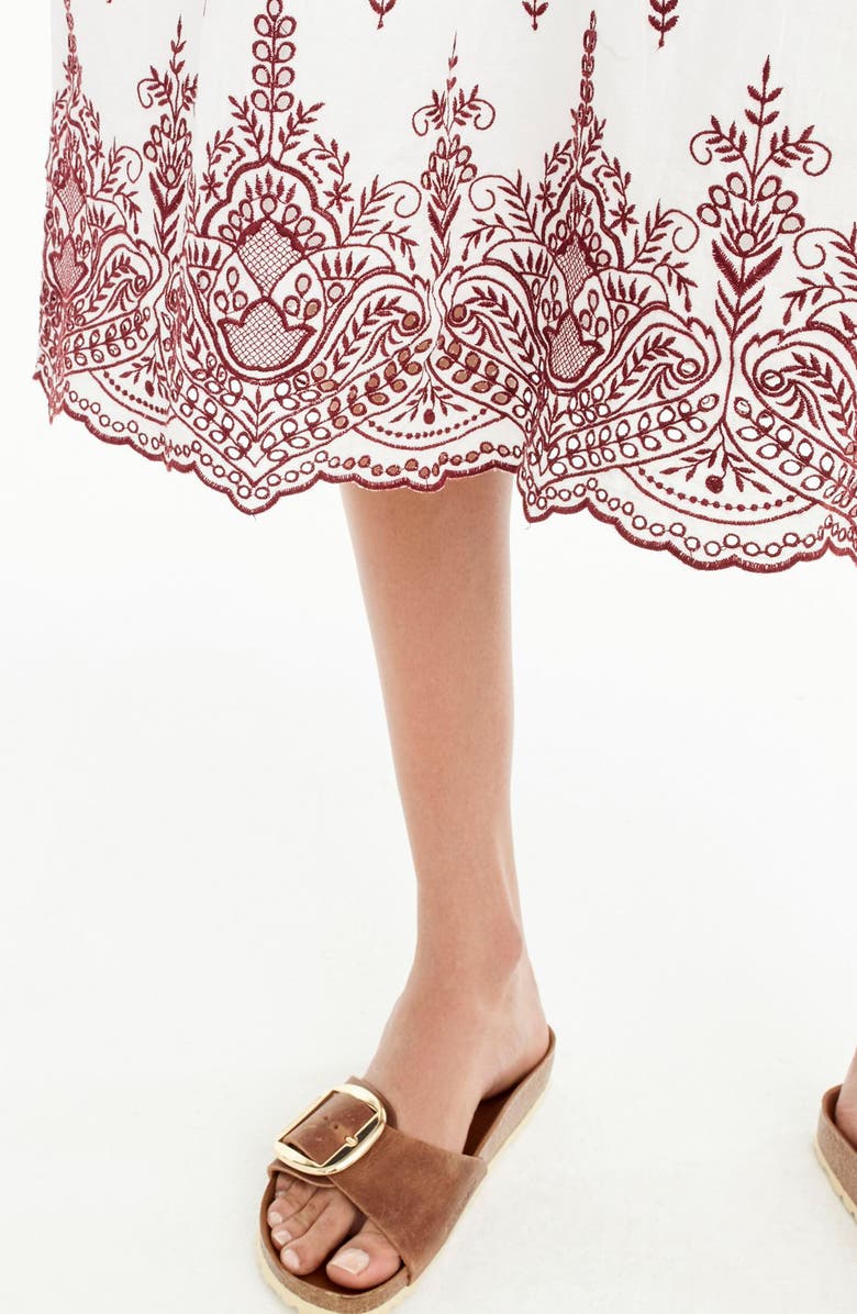 J.Crew Embroidered Flutter Sleeve Midi Dress, Alternate, color,