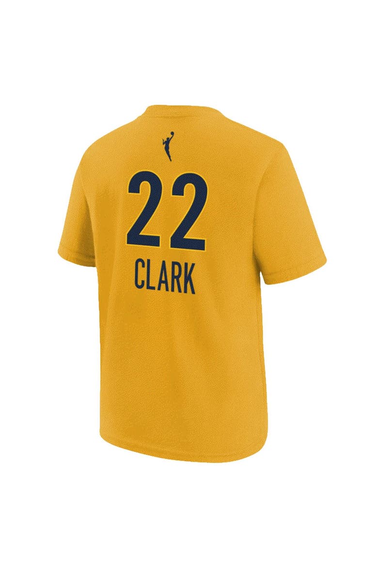 Youth Nike Caitlin Clark Gold Indiana Fever Name & Number T-Shirt, Alternate, color, Gold