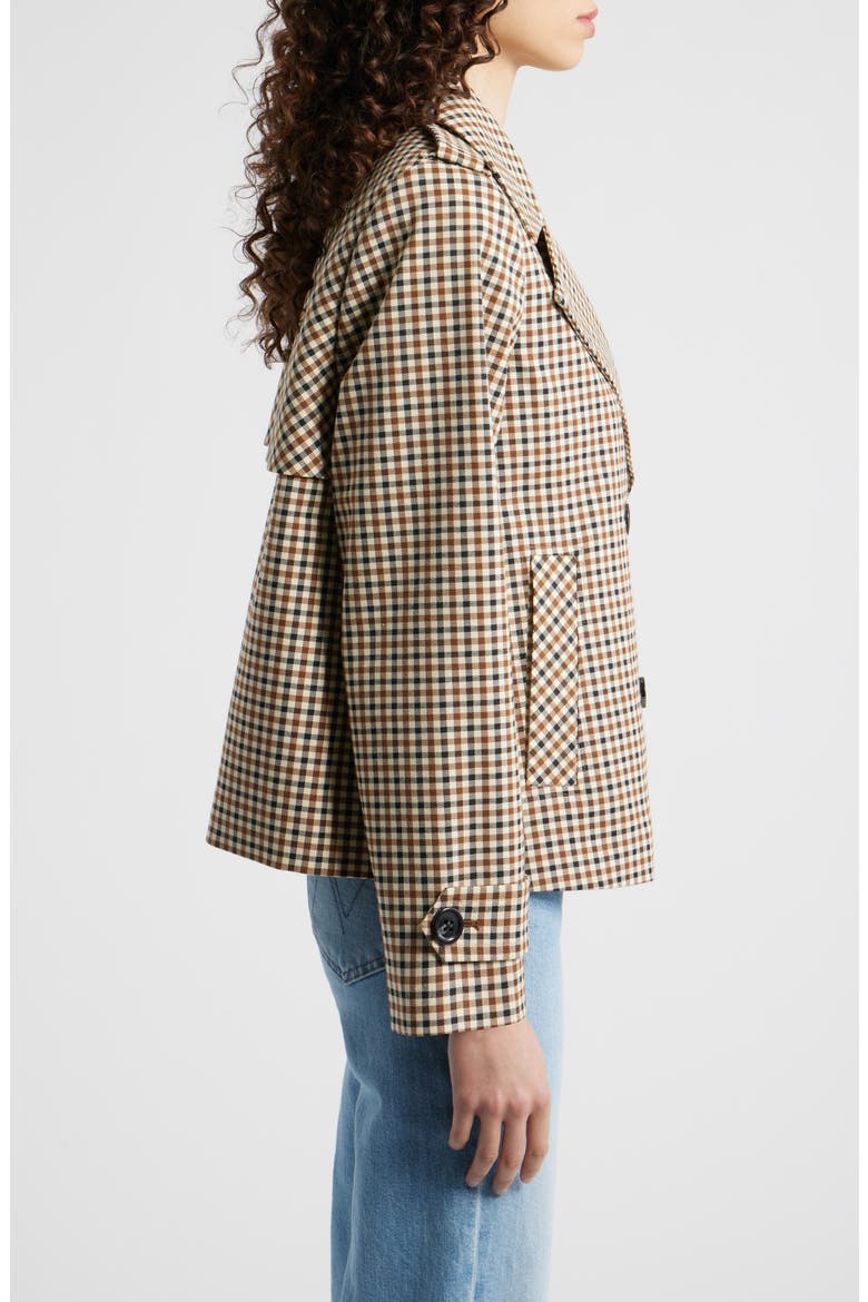 Water Resistant Double Breasted Short Trench Coat, Alternate, color, CHECK