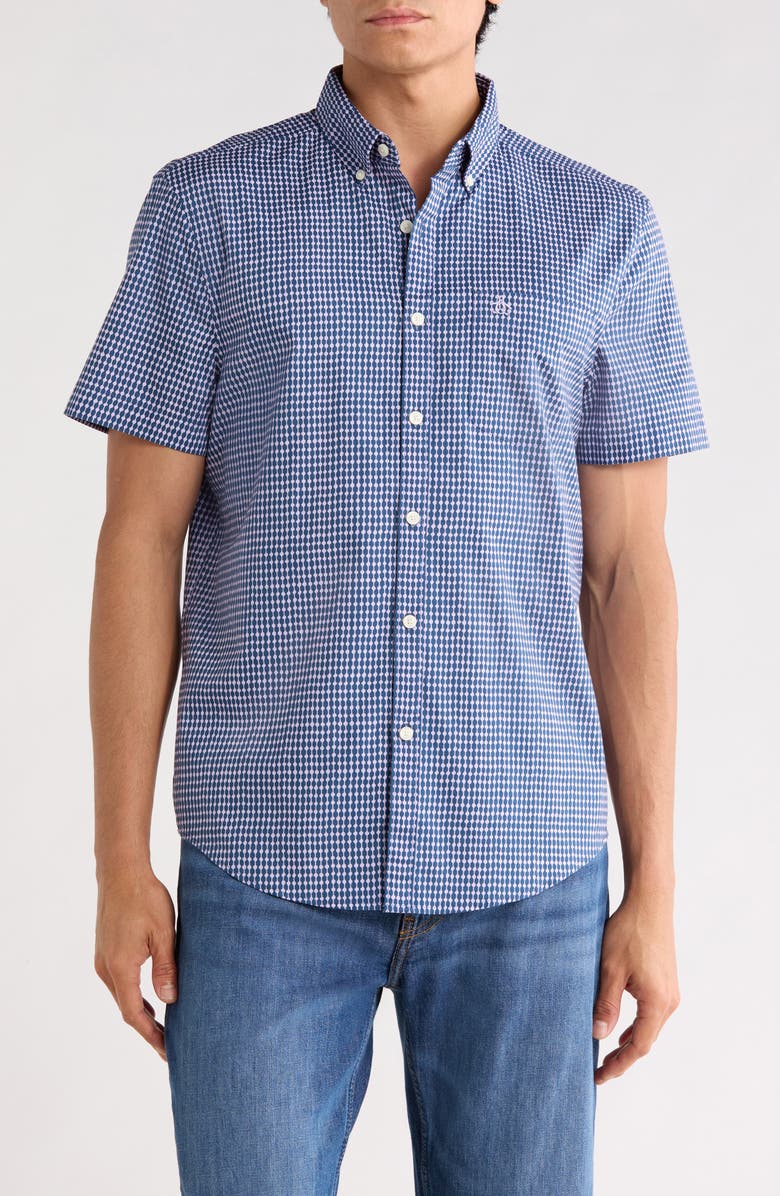 Original Penguin Short Sleeve Poplin Shirt, Main, color, Sargasso Sea