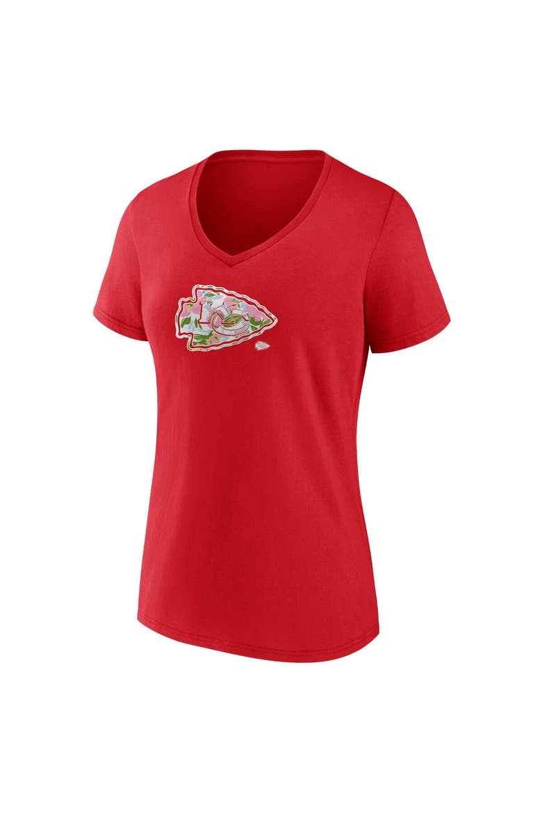 Women's Fanatics  Red Kansas City Chiefs Plus Size Mother's Day Floral V-Neck T-Shirt, Alternate, color, Red