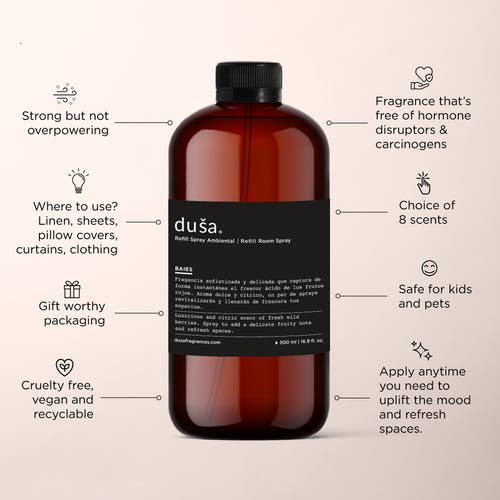 Dusa Fragrances Baies- 16 Fl oz Room & Linen Spray Liquid Refill In Brown