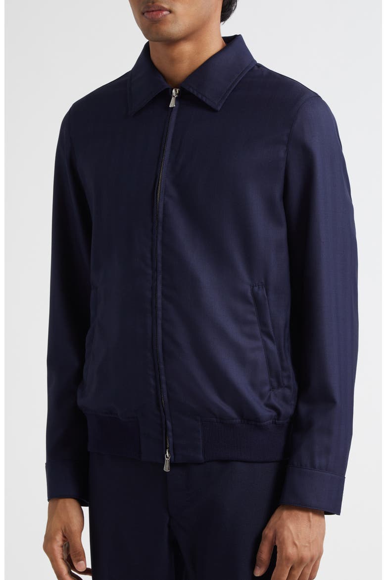Spread Collar Wool Twill Bomber Jacket, Alternate, color, NAVY