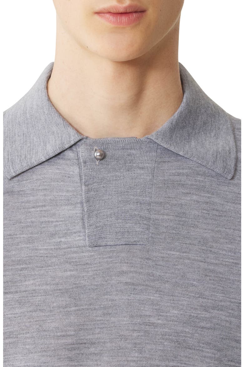 Black Merino Wool Polo Shirt, Alternate, color, Light Grey